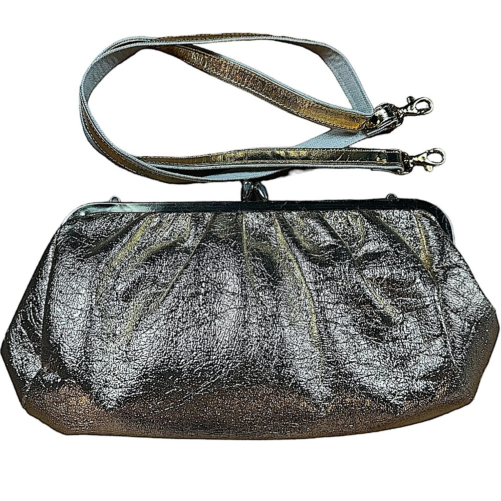 Vintage Metallic Foil Gold Crossbody / Clutch Purse
